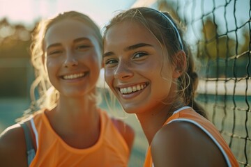 Two friends smiling and posing for a photo