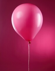 Single Pink Balloon Floating Against Matching Pink Background
