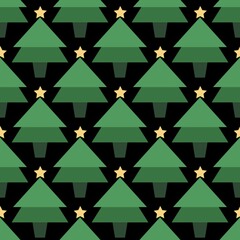 Wall Mural - Christmas tree seamless pattern green