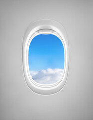 Wall Mural - plane window, airplane porthole, air travel, aircraft cabin interior