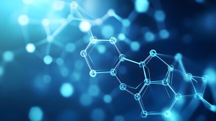 Poster - Abstract Molecular Structure with Blue Gradient Background