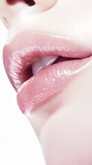 Wall Mural - Close up view of beautiful woman lips. Fashion make up, beauty injections concept, cosmetology