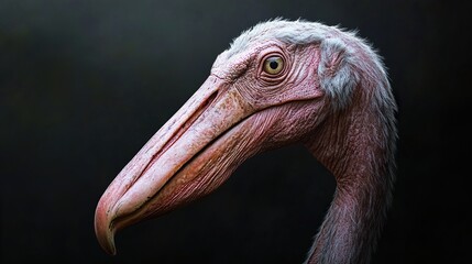 Poster - Close-Up Portrait of a Pink Bird with a Long Beak