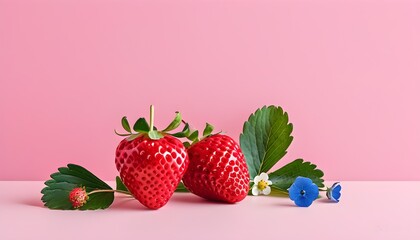 Vibrant red strawberries against a soft pink backdrop, highlighting the health benefits of antioxidants and anthocyanins