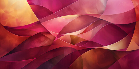 Wall Mural - Abstract waves of overlapping warm tones in orange and pink, resembling flowing ribbons or currents, forming a visually intricate and harmonious design.