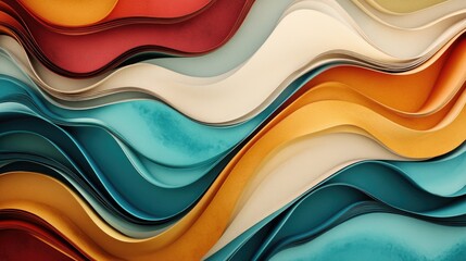 A colorful abstract background with flowing, wavy lines and waves.