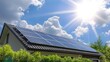 © pkproject - Rooftop Solar Panels Harnessing Sunlight on Eco-Conscious Suburban Home with Green Landscape