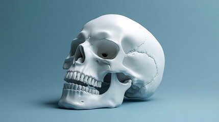 Sticker - A white skull is shown on a blue background