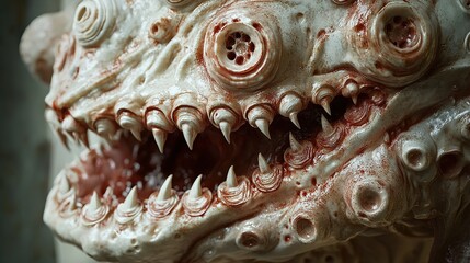 close-up of a creepy monster's mouth