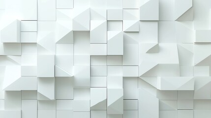 Poster - Futuristic High-Tech Environment, featuring a light backdrop, diamond-shaped block structures, and a textured wall adorned with a 3D diamond tile pattern.