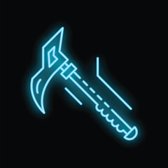 Poster - Blue neon icon of adjustable wrench glowing on dark background, symbolizing construction, repair, and diy projects