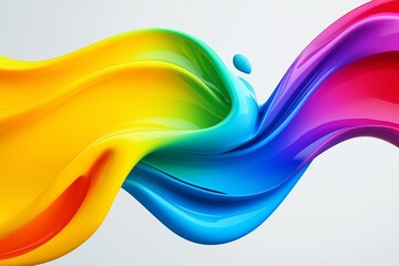 Poster - Colorful paint splatter on a yellow background. The splatter is made up of red, green, and blue colors. composed of colored paint,dynamic splash, floating on pure white background