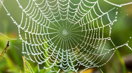  A spider web with water droplets, Halloween elements, Happy Halloween