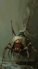 Wall Mural - A spider with a hat on its head and a hat on the top, Halloween elements, Happy Halloween