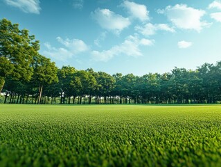 Background green clean field and blue sky