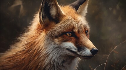 A close-up of a fox with vibrant fur and expressive eyes.