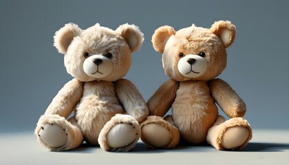 Wall Mural - Adorable teddy bears sharing a moment together against a simple background