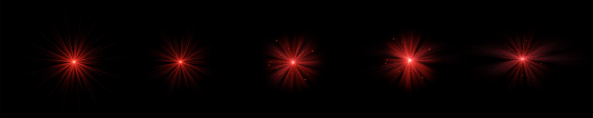 Wall Mural - red light effect reflections, neon illumination in red colors. bright light lens. police light effec