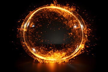 Sticker - Realistic Ring of fire isolated on a black background