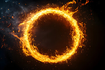 Realistic Ring of fire isolated on a black background