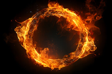 Wall Mural - Realistic Ring of fire isolated on a black background