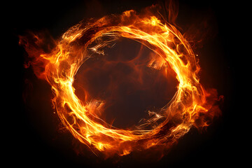 Canvas Print - Realistic Ring of fire isolated on a black background