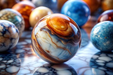 Poster - Polished stone spheres with intricate colors and patterns