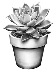 Canvas Print - PNG Drawing sketch plant pot.