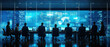 © ChubbyCat - strategic planning,  Executive leaders discussing strategic planning over a large conference table filled with documents, whiteboards, and digital displays in a boardroom