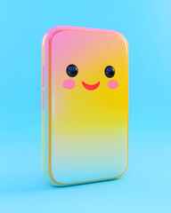 Poster - 3d icon kawaii cellphone in pastel colors isolated on sky blue background
