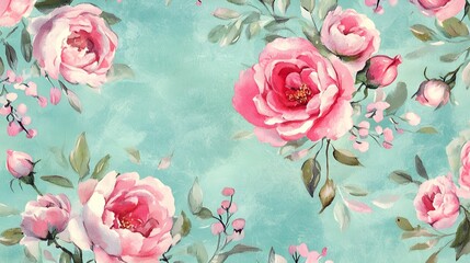 Wall Mural - watercolor background with flowers