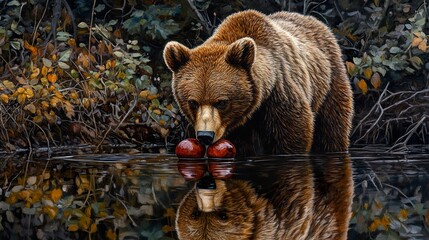 Wall Mural - Grizzly Bear in Autumn Forest - Wildlife Photography