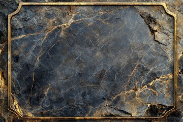 A polished stone background with a gold-trimmed frame, the blank center shimmering subtly in the light.