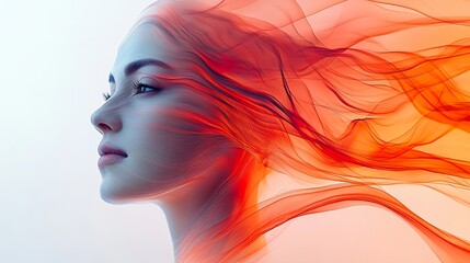 Wall Mural - Abstract Portrait of a Woman with Flowing Red Hair