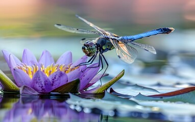 Dragonfly on a Water Lily