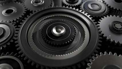 gear cogwheel in a machine rotatingGears working in the machinery.3D render 2