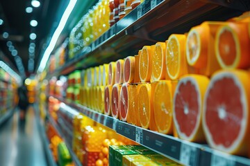 Wall Mural - Citrus Fruits in Supermarket