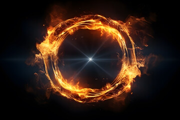 Canvas Print - Realistic Ring of fire isolated on a black background