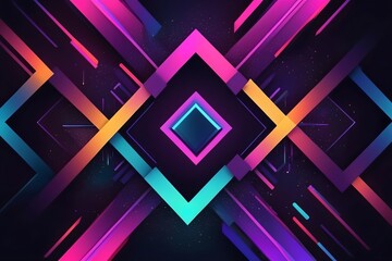 Sticker - Geometric abstract background in vibrant neon colors, creating a dynamic, layered effect