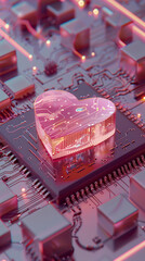 Canvas Print - pink heart circuit