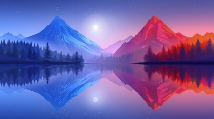 Wall Mural - Serene Mountain Lake Reflecting Sunset