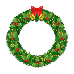 Christmas wreath detailed emblem colorful