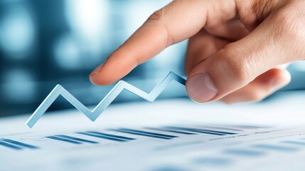 Poster - Hand Pointing at Rising Trend in Financial Data