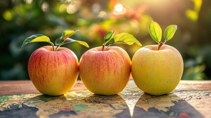 Freshly picked apples display vibrant colors under sunlit garden