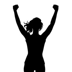 Woman in Victory Stance Silhouette – Arms Raised Vector for Empowerment Concepts