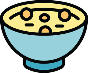 Poster - Simple vector illustration of a bowl containing steaming hot soup with chickpeas, perfect for a design needing a comforting meal
