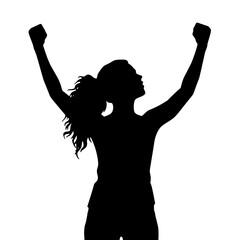 Victorious Pose Woman Silhouette – Vector for Confidence and Motivation