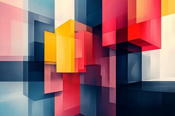 Wall Mural - Abstract geometric shapes in vibrant colors, creating a modern and dynamic composition.