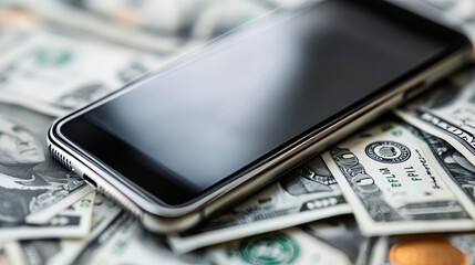 Poster - Sending money is easy with a smartphone.  Tap your phone to pay bills, buy things, or send cash to friends. This shows how technology makes it simple to manage money and earn income online.