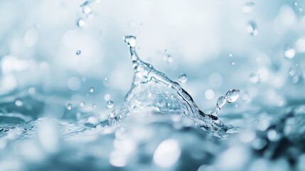 Poster - an artistic photograph of water splashing with droplets captured mid-air, showcasing the detailed an